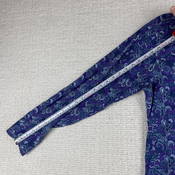 Alan Flusser Shirt Mens XL Purple Button Up Long Sleeve Floral Paisley - Picture 14 of 16